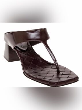 Bottega Veneta Women's Marella Braided Thong Sandal in Dark Brown Leather NWT